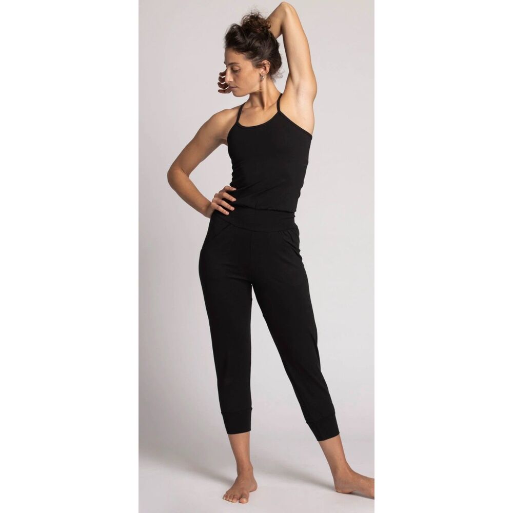 NEW Ripple Organic Cotton Yoga Pilates Jumpsuit Black Women's Small